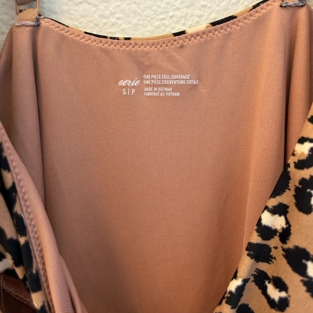 Aerie Cross Over Wrap Leopard Print One-Piece Swimsuit - Size small